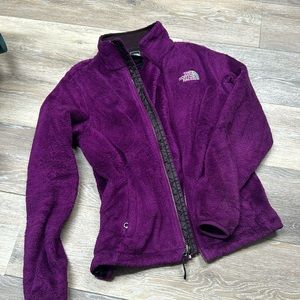 Purple north face zip up jacket size small